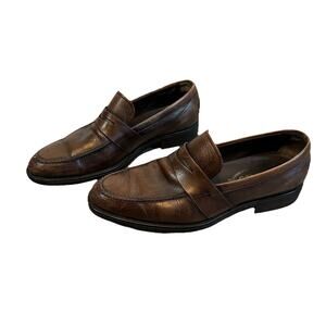 Tods Penny Loafers Mens 7.5 Brown Leather Slip On‎ Shoes Dress Shoes Italy